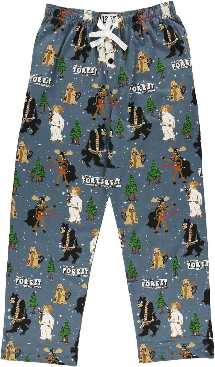 imageLazy One Funny Moose Pajama Pants for Men Mens Separate Bottoms Lounge PantsMay the Forest Blue Pajama Pants