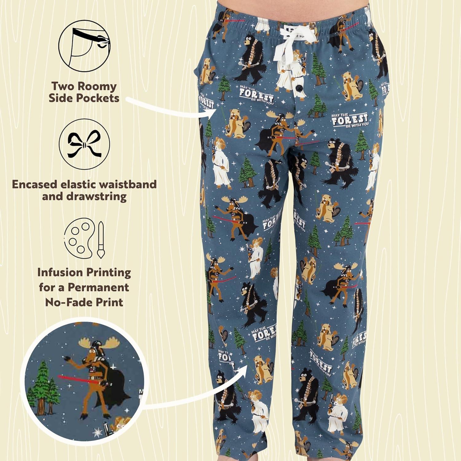 imageLazy One Funny Moose Pajama Pants for Men Mens Separate Bottoms Lounge PantsMay the Forest Blue Pajama Pants