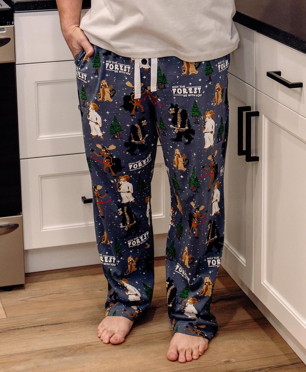 imageLazy One Funny Moose Pajama Pants for Men Mens Separate Bottoms Lounge PantsMay the Forest Blue Pajama Pants