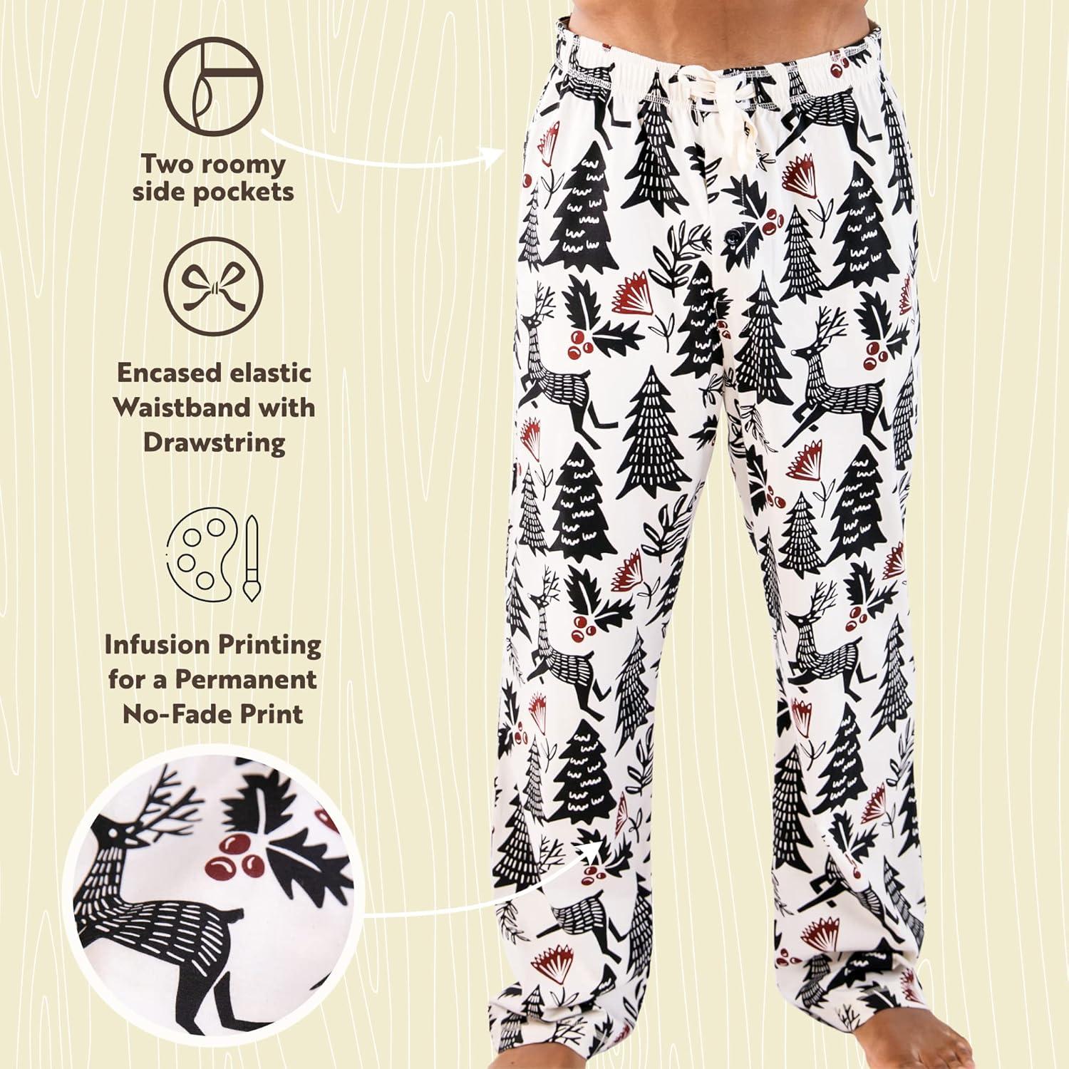 imageLazy One Funny Moose Pajama Pants for Men Mens Separate Bottoms Lounge PantsSilent Night Pajamas Pants