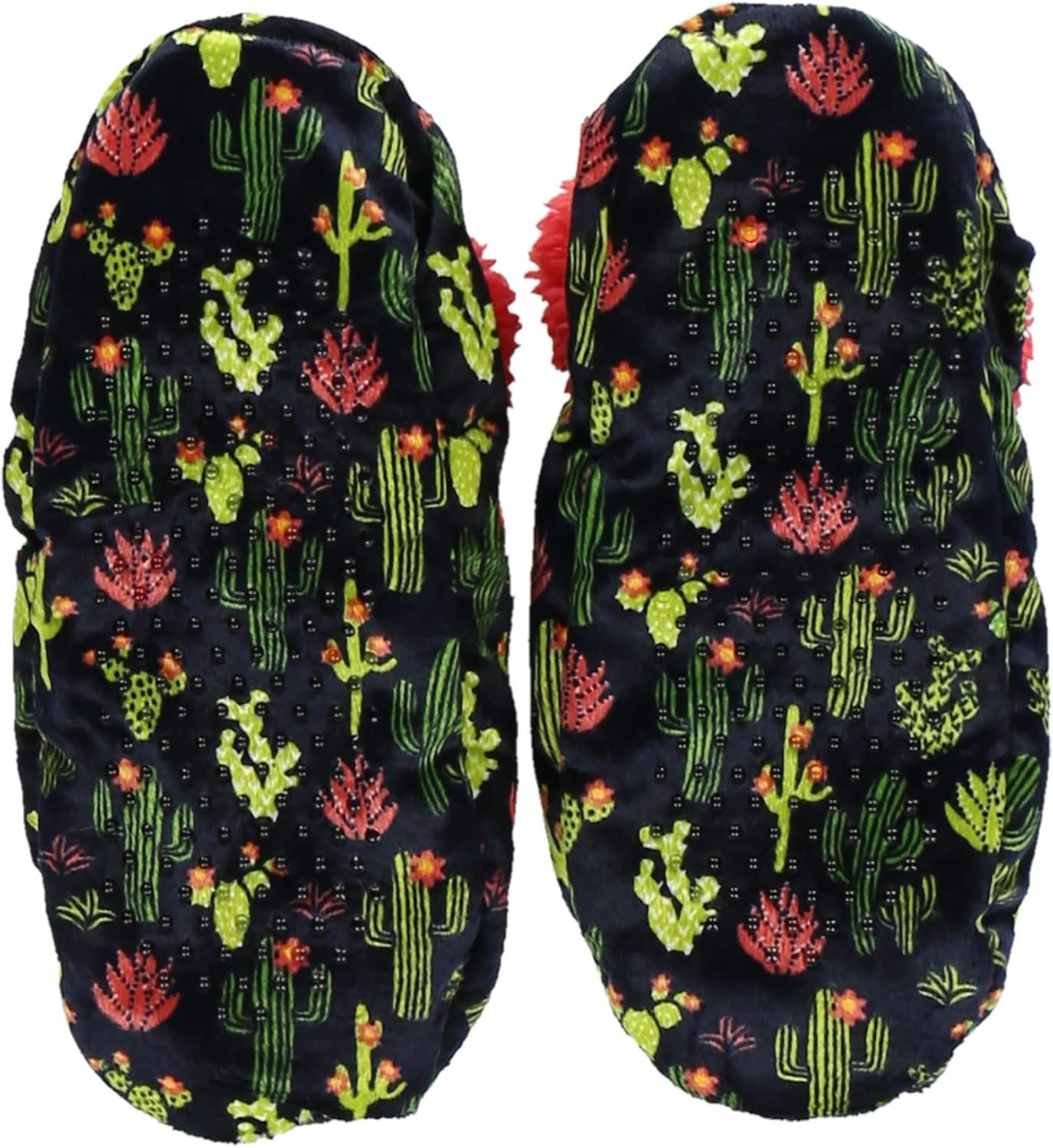 imageLazy One Fuzzy Feet Slippers for Women Cute FleeceLined House Slippers Cactus Succulents NonSkid