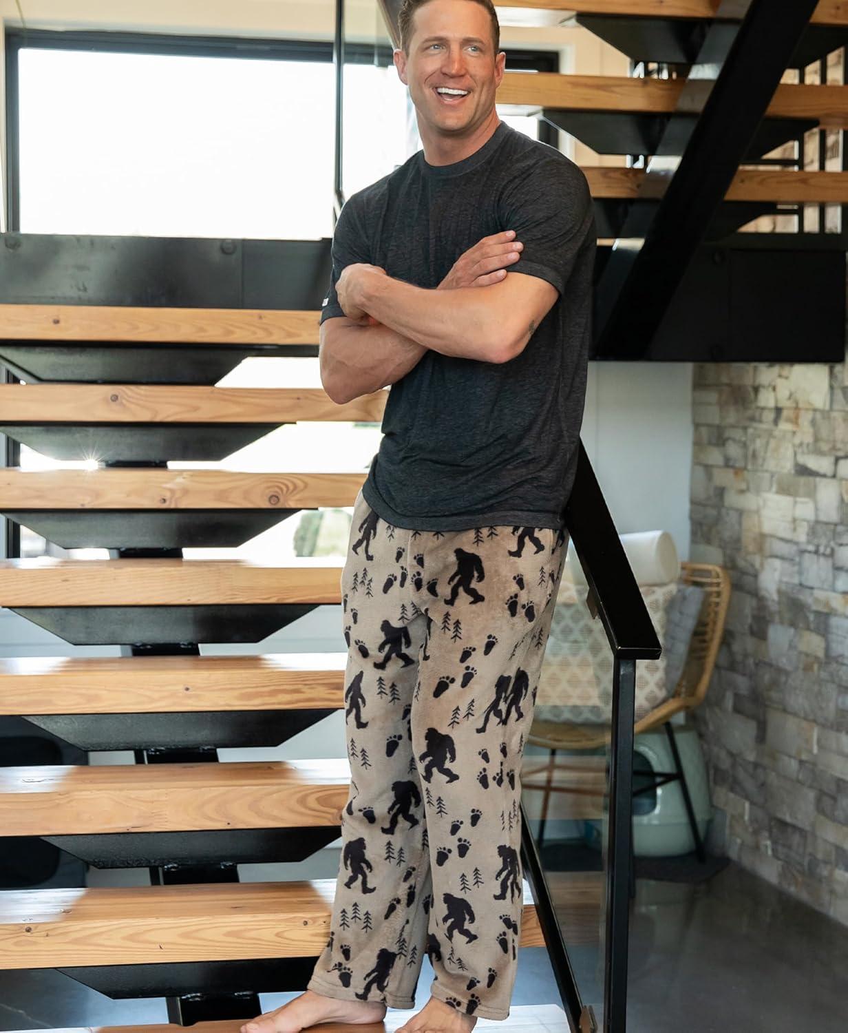 imageLazy One Mens Fleece Pajama Pants Nordic Fleece Pajama Bottoms for Men Warm Pajama PantsBigfoot Fleece Pajama Pants