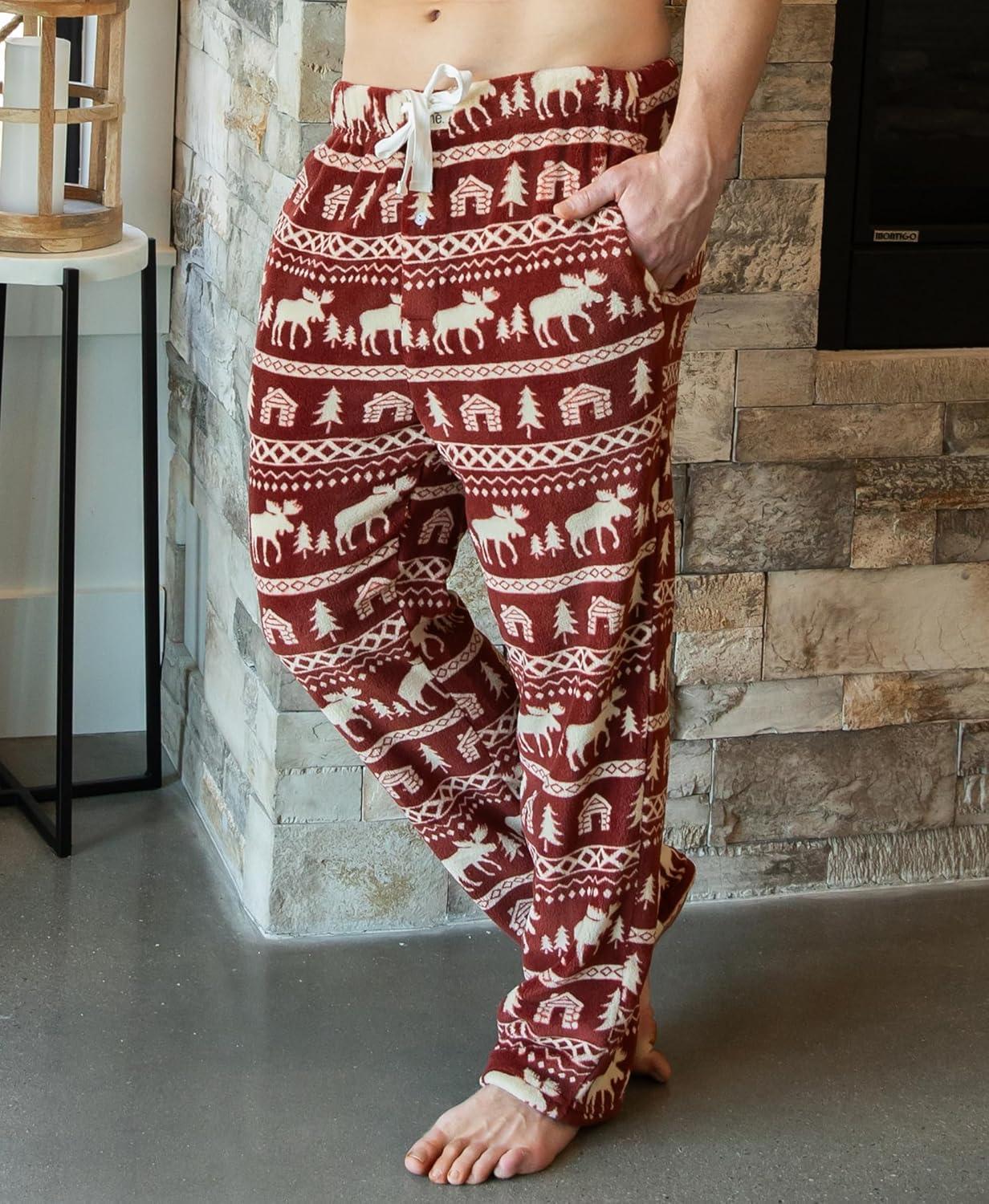 imageLazy One Mens Fleece Pajama Pants Nordic Fleece Pajama Bottoms for Men Warm Pajama PantsCabin Pajama Pants