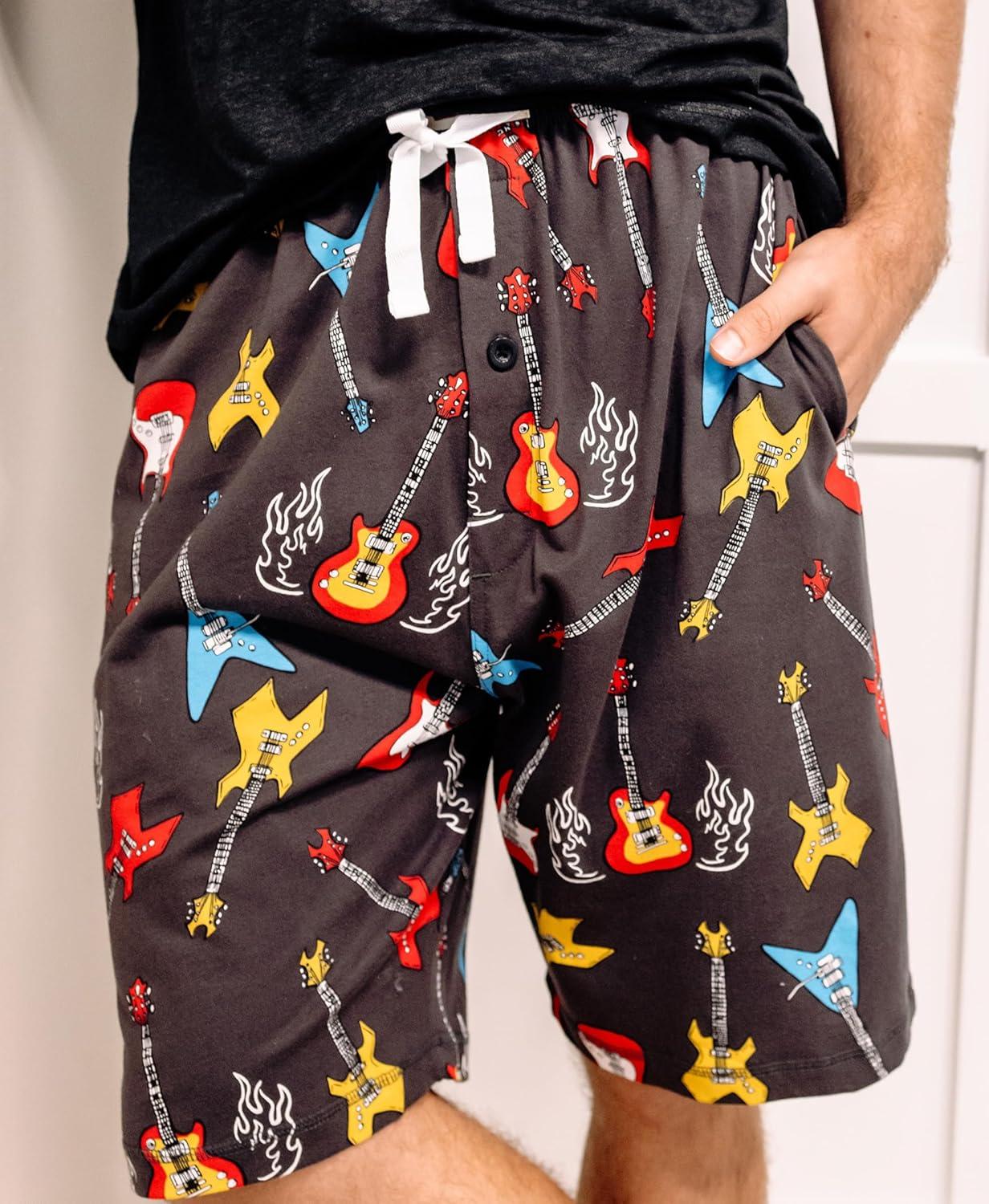 imageLazy One Pajama Shorts for Men Mens Pajama Bottoms SleepwearRockstar Guitar