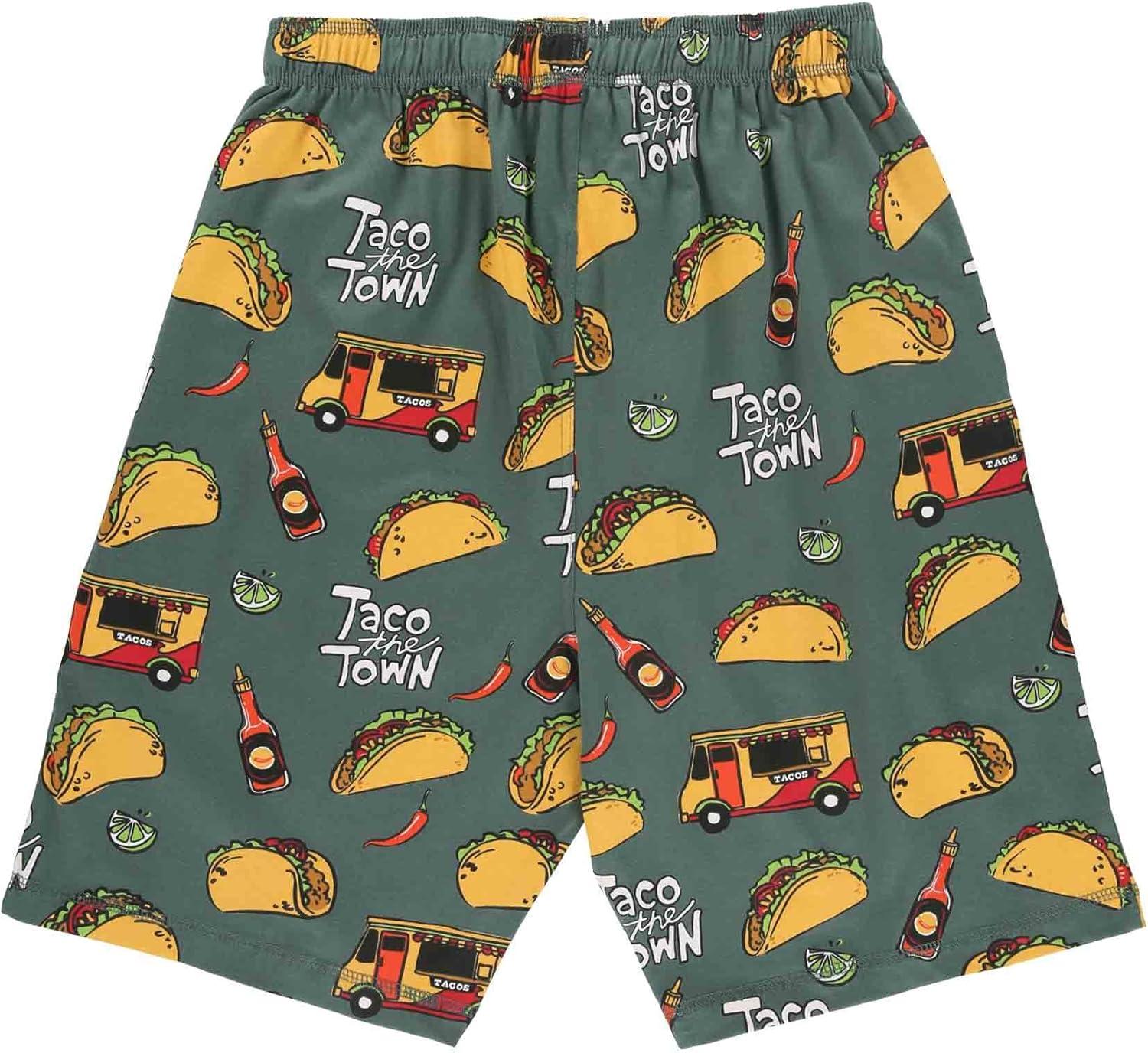 imageLazy One Pajama Shorts for Men Mens Pajama Bottoms SleepwearTaco Truck