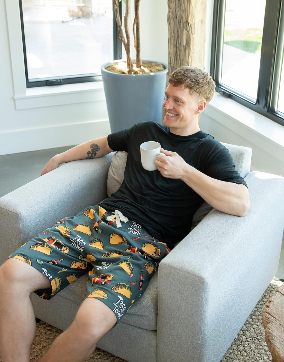 imageLazy One Pajama Shorts for Men Mens Pajama Bottoms SleepwearTaco Truck