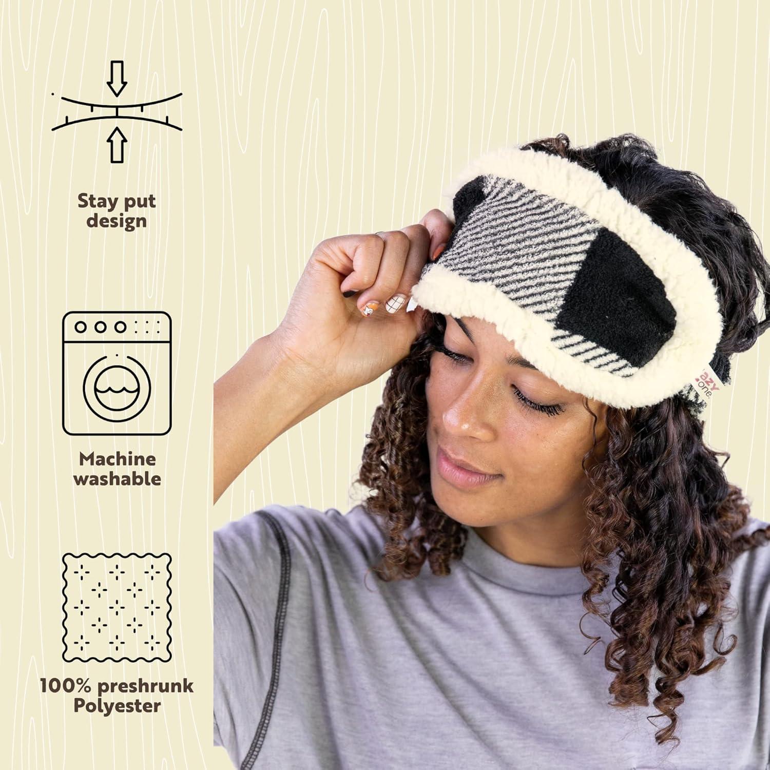 imageLazy One Plush Sleep Masks for Women Washable Polyester Eye Covers for AdultsBlack and White Plaid Sleep Mask