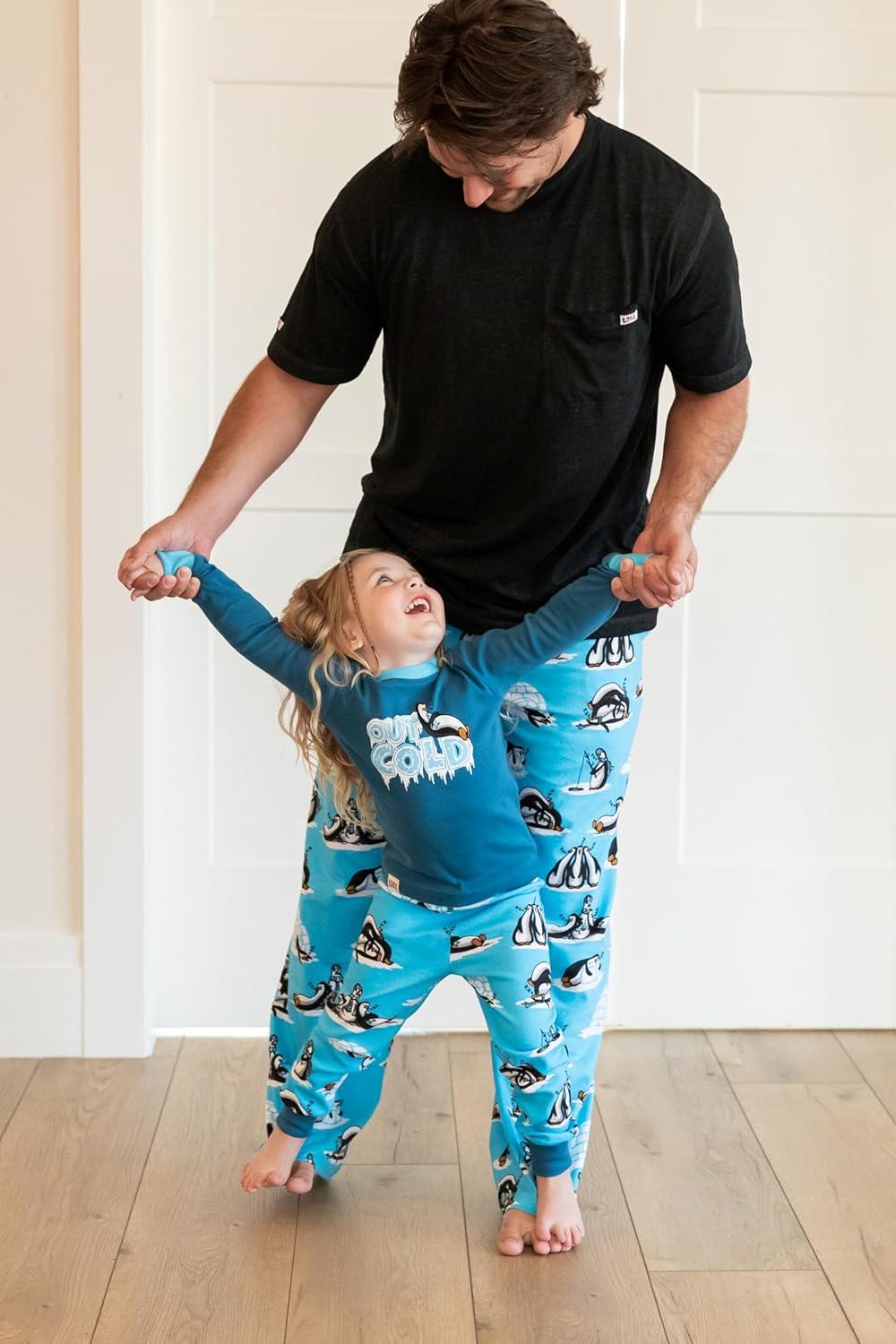 imageLazy One Warm LongSleeve PJ Sets for Girls and Boys Funny Animal Kids Pajama Sets Cozy ComfyOut Cold Penguin Pajama Sets