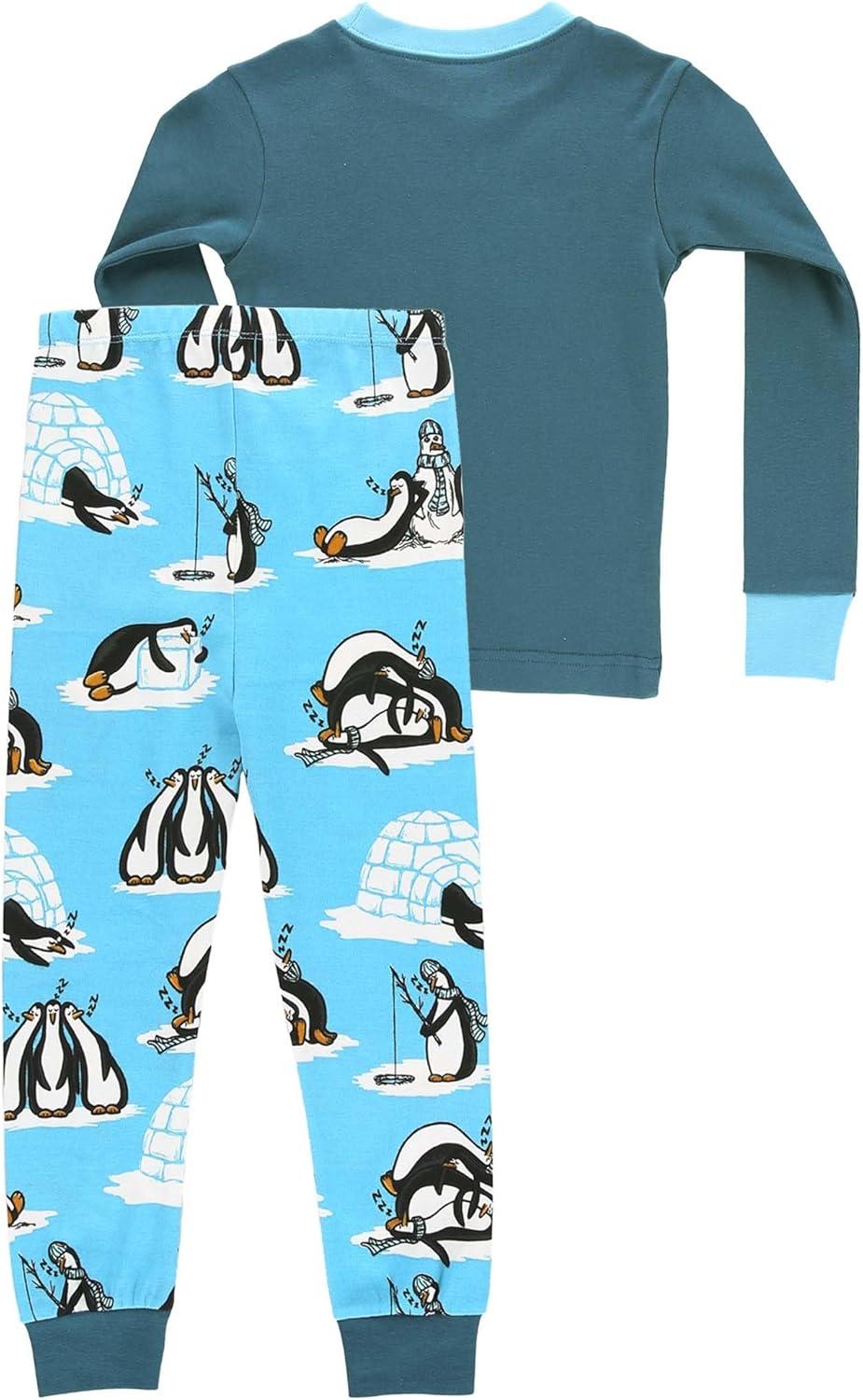 imageLazy One Warm LongSleeve PJ Sets for Girls and Boys Funny Animal Kids Pajama Sets Cozy ComfyOut Cold Penguin Pajama Sets