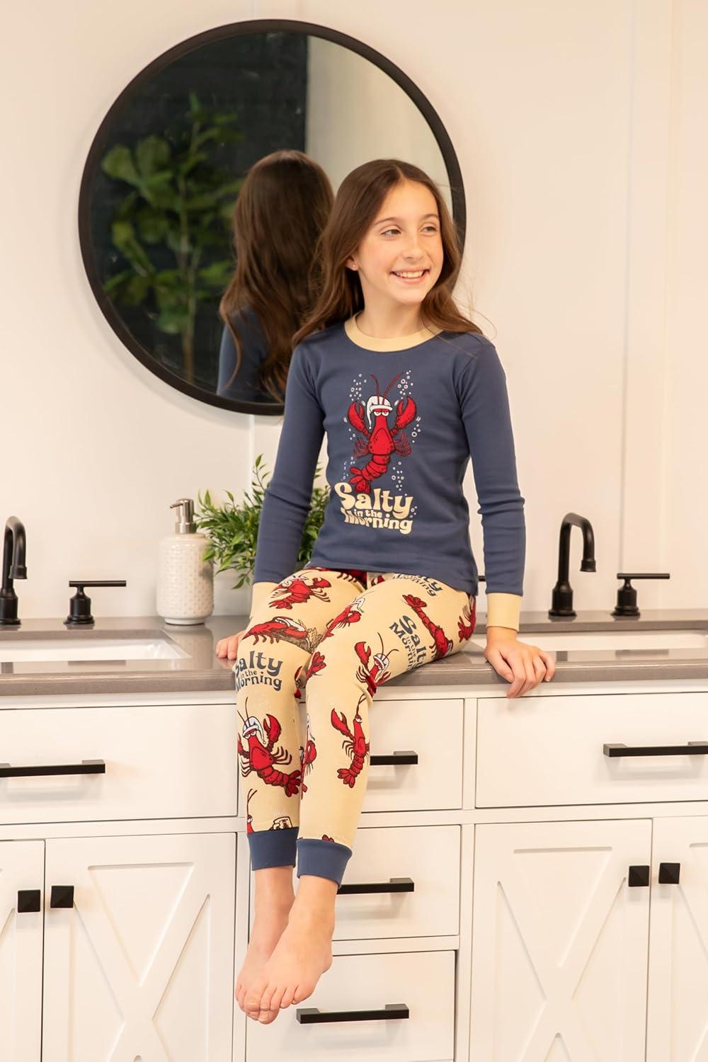 imageLazy One Warm LongSleeve PJ Sets for Girls and Boys Funny Animal Kids Pajama Sets Cozy ComfySalty in the Morning Pajama Sets