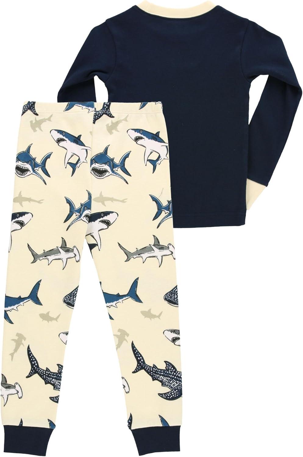 imageLazy One Warm LongSleeve PJ Sets for Girls and Boys Funny Animal Kids Pajama Sets Cozy ComfyWide Awake Shark Pajama Sets