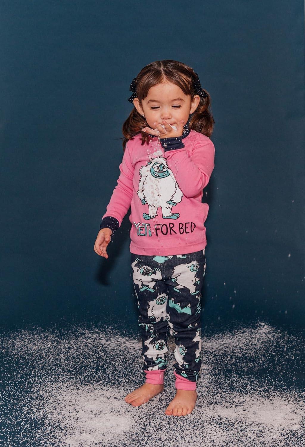 imageLazy One Warm LongSleeve PJ Sets for Girls and Boys Funny Animal Kids Pajama Sets Cozy ComfyYeti for Bed Girl Pajama Sets