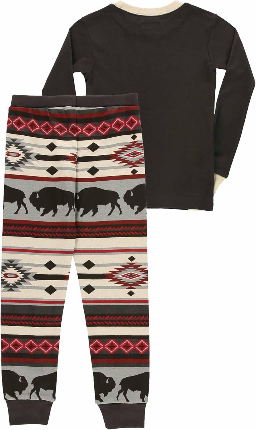 imageLazy One Warm LongSleeve PJ Sets for Girls and Boys Funny Kids Pajama Sets Cozy ComfyGrey Buffalo Pajama Sets