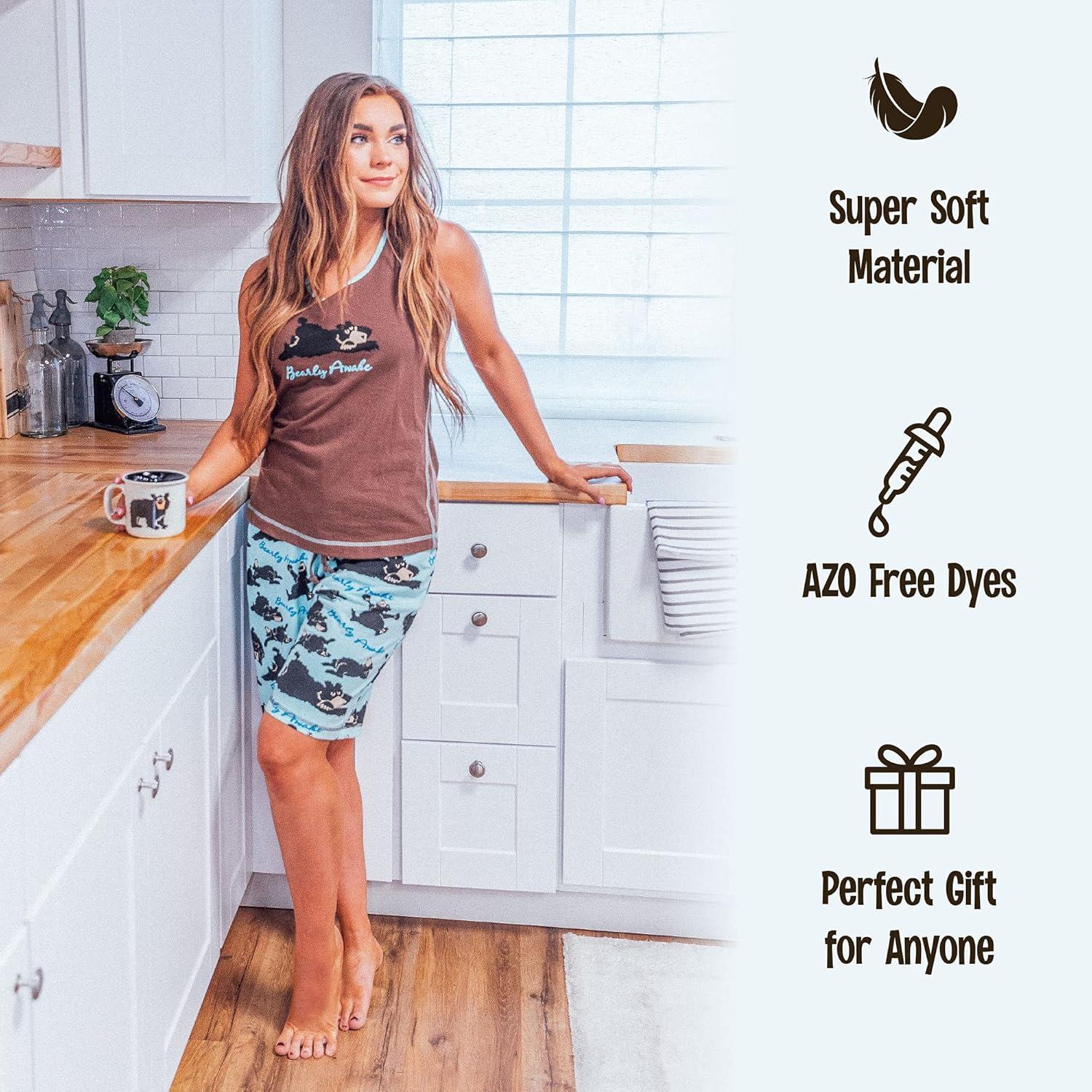 imageLazy One Womens Bermuda Shorts with Elastic Waistband and Scoop Pockets Animal Designs XSXLBearly Awake Bermuda Shorts