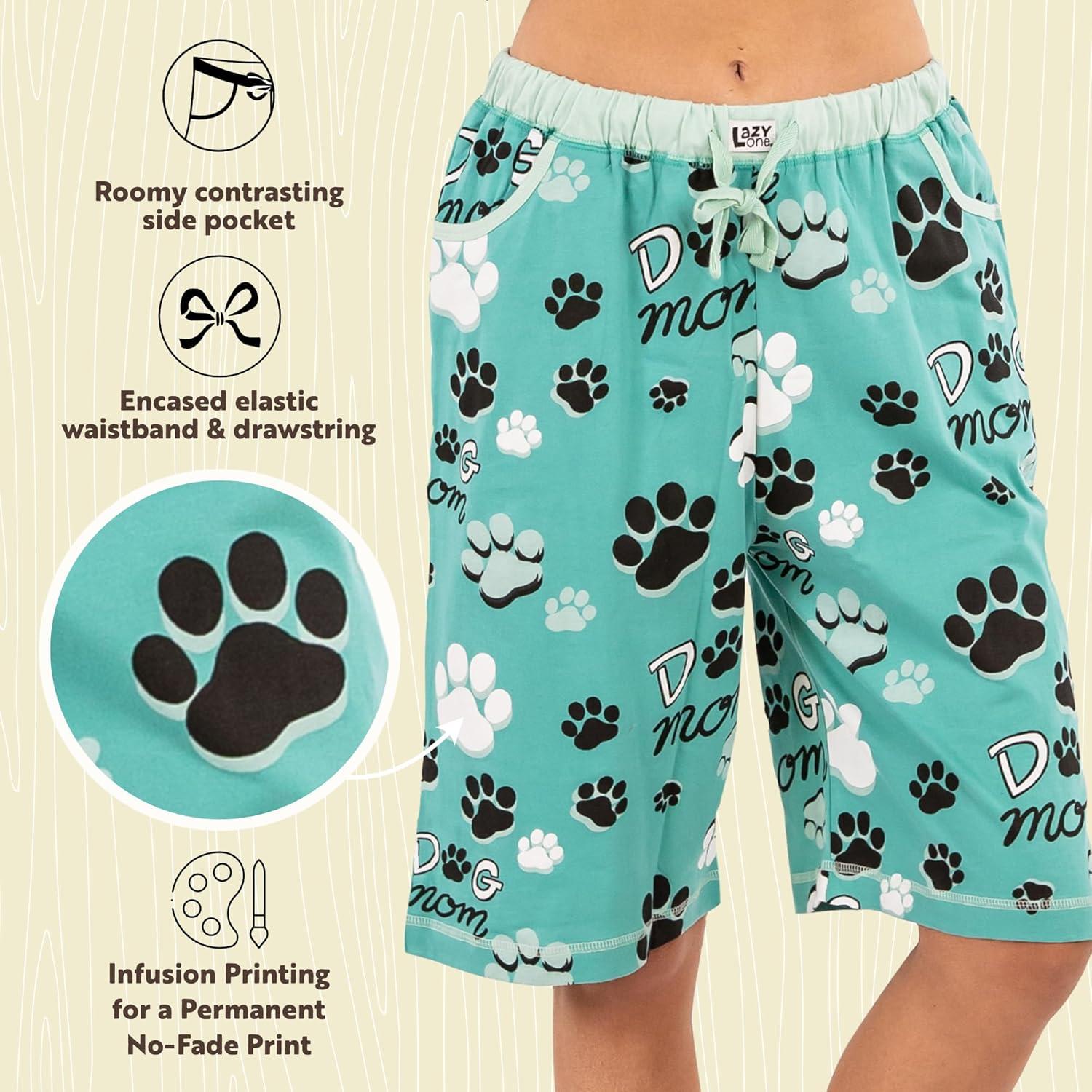 imageLazy One Womens Bermuda Shorts with Elastic Waistband and Scoop Pockets Animal Designs XSXLDog Mom Bermuda Shorts