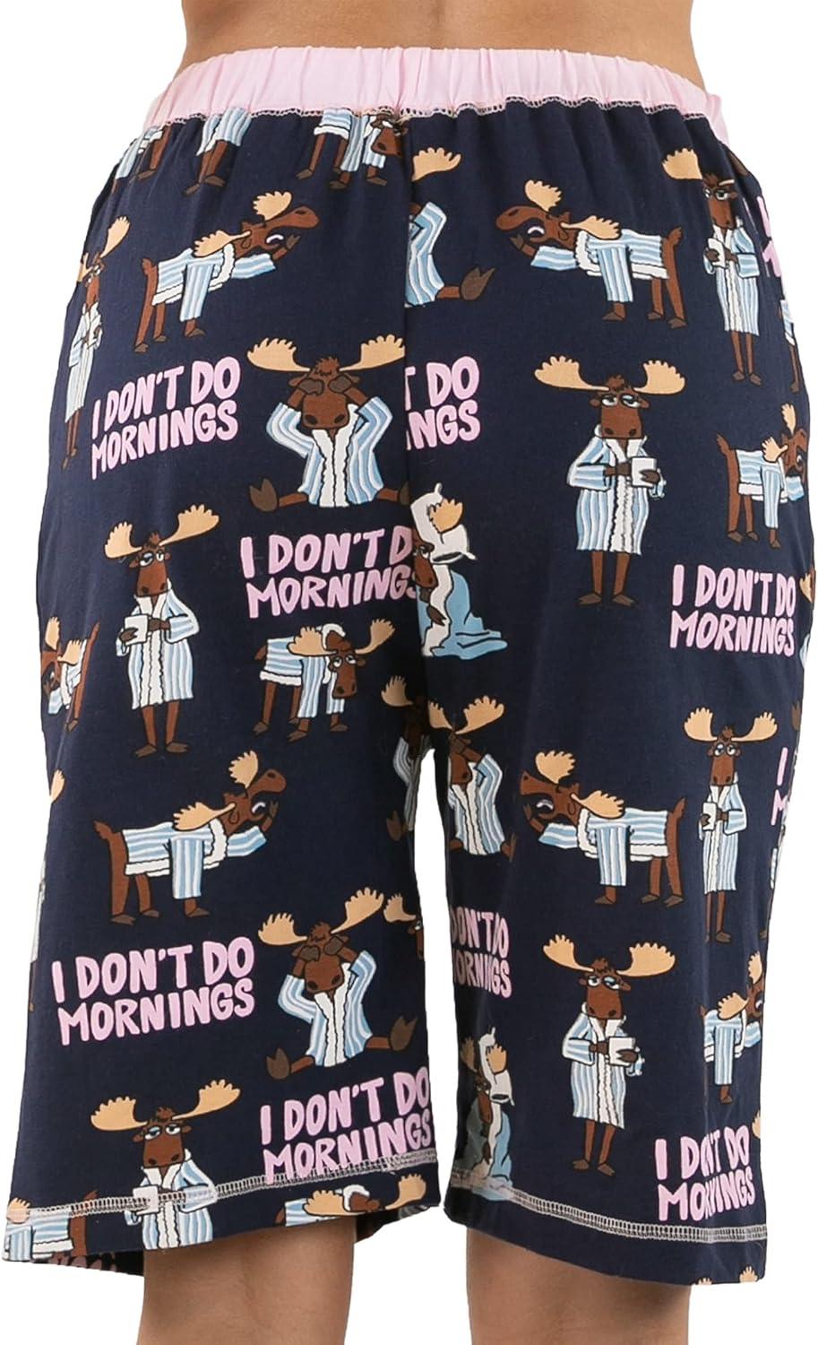 imageLazy One Womens Bermuda Shorts with Elastic Waistband and Scoop Pockets Animal Designs XSXLI Dont Do Mornings Bermuda Shorts