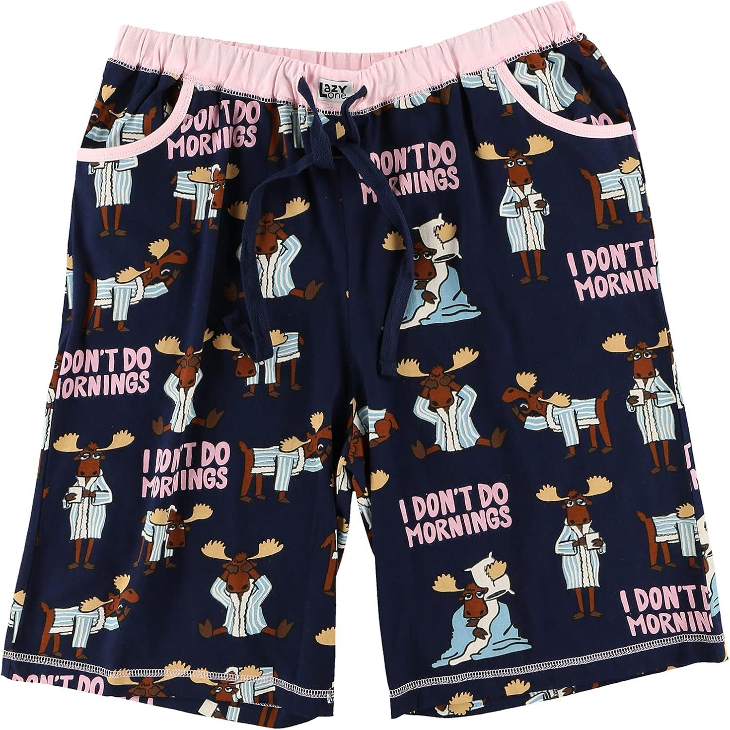 imageLazy One Womens Bermuda Shorts with Elastic Waistband and Scoop Pockets Animal Designs XSXLI Dont Do Mornings Bermuda Shorts