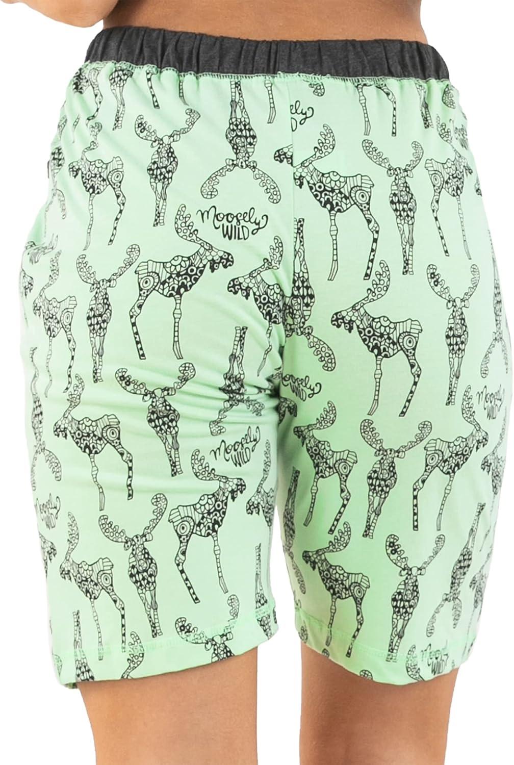 imageLazy One Womens Bermuda Shorts with Elastic Waistband and Scoop Pockets Animal Designs XSXLMoosley Wild Bermuda Short