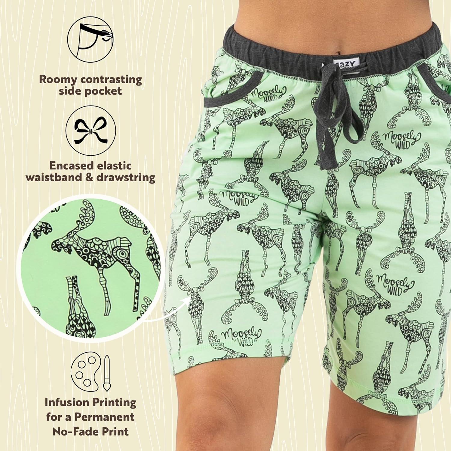 imageLazy One Womens Bermuda Shorts with Elastic Waistband and Scoop Pockets Animal Designs XSXLMoosley Wild Bermuda Short