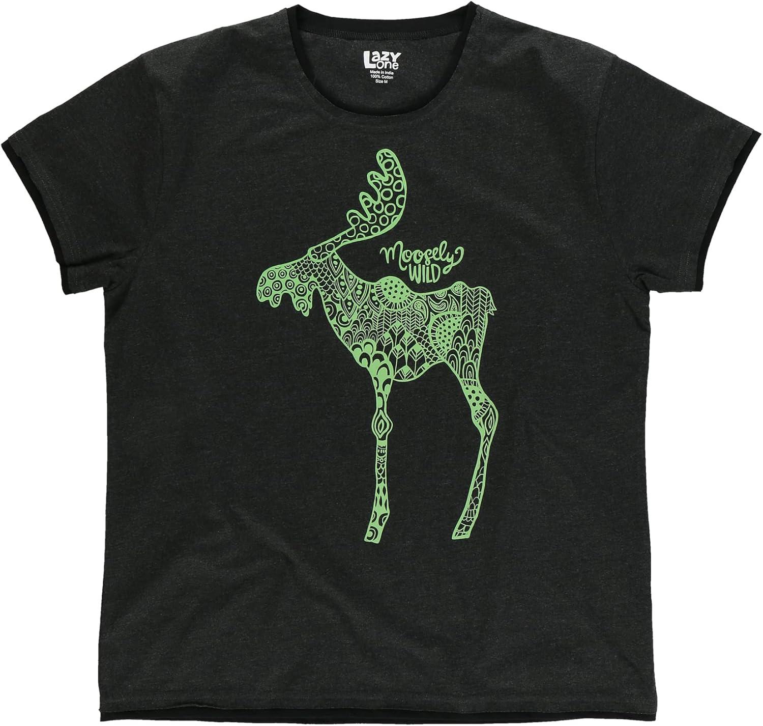 imageLazy One Womens Bermuda Shorts with Elastic Waistband and Scoop Pockets Animal Designs XSXLMoosley Wild Tee