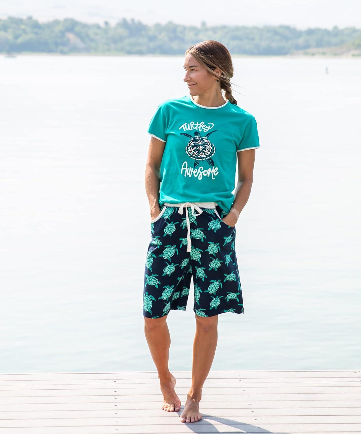 imageLazy One Womens Bermuda Shorts with Elastic Waistband and Scoop Pockets Animal Designs XSXLTurtley Awesome Bermuda Short