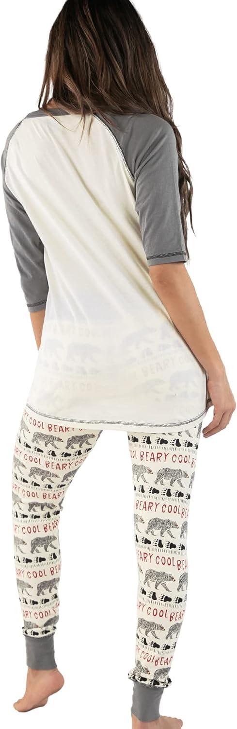 imageLazy One Womens Soft Casual Pajama Leggings and Tall Tee Sets With Cute Fun Prints Cute Womens Pajama SetsBeary Cool Pajama Set
