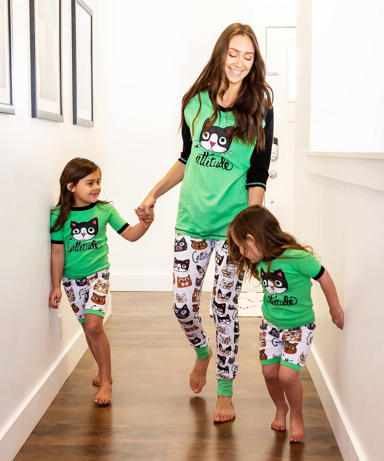 imageLazy One Womens Soft Casual Pajama Leggings and Tall Tee Sets With Cute Fun Prints Cute Womens Pajama SetsCattitude Pajama Set