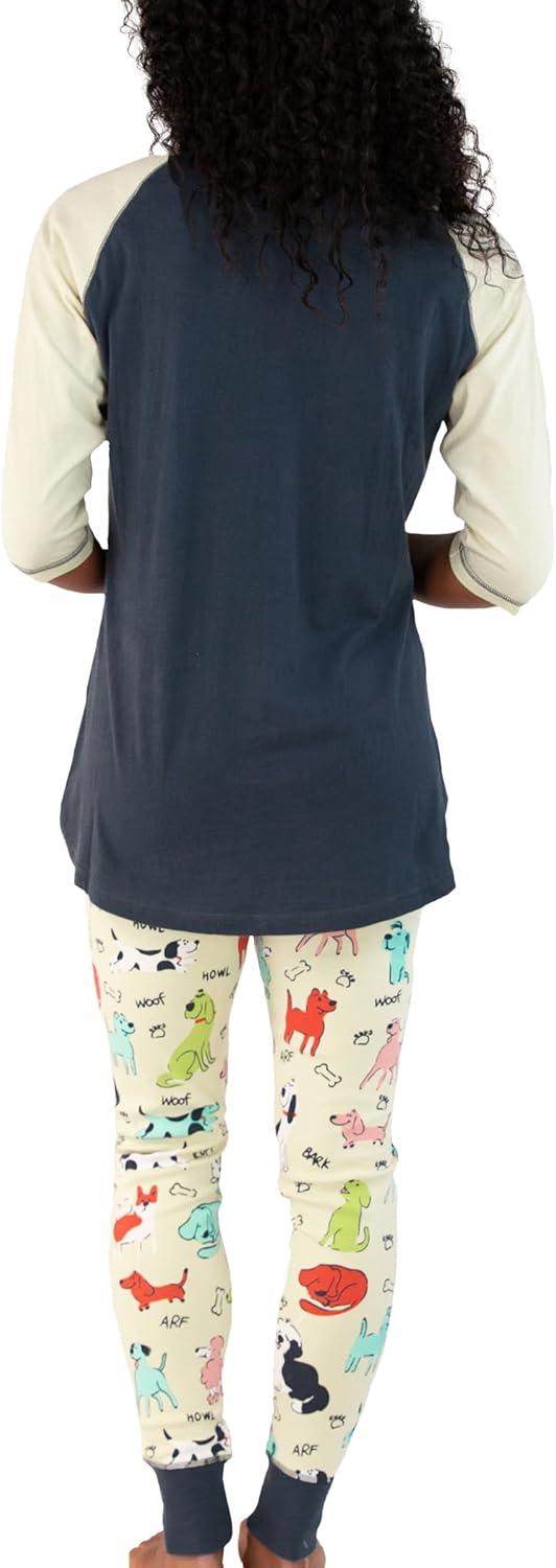 imageLazy One Womens Soft Casual Pajama Leggings and Tall Tee Sets With Cute Fun Prints Cute Womens Pajama SetsRuff Night Pajama Set