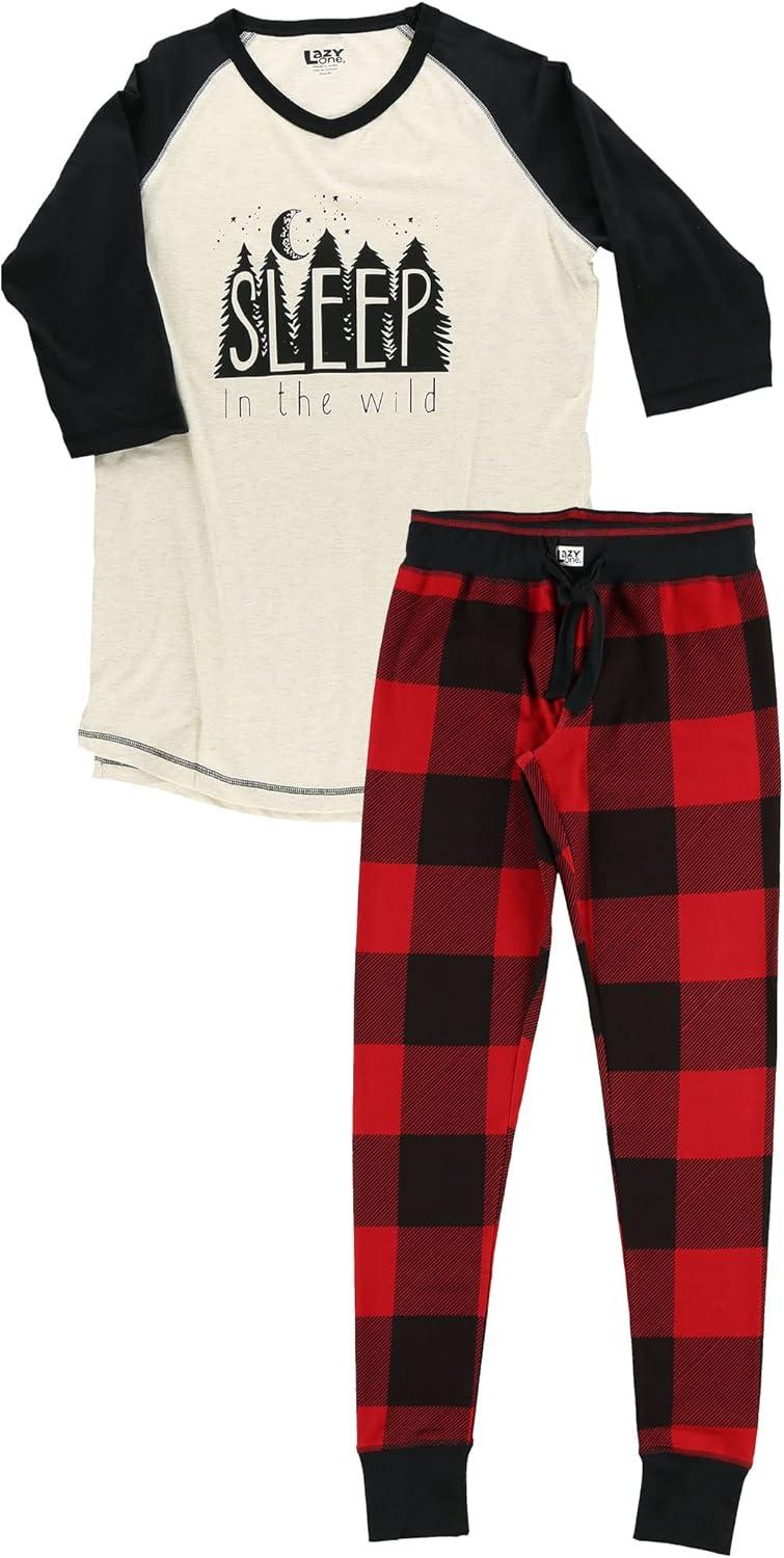 imageLazy One Womens Soft Casual Pajama Leggings and Tall Tee Sets With Cute Fun Prints Cute Womens Pajama SetsSleep in the Wild Pajama Set