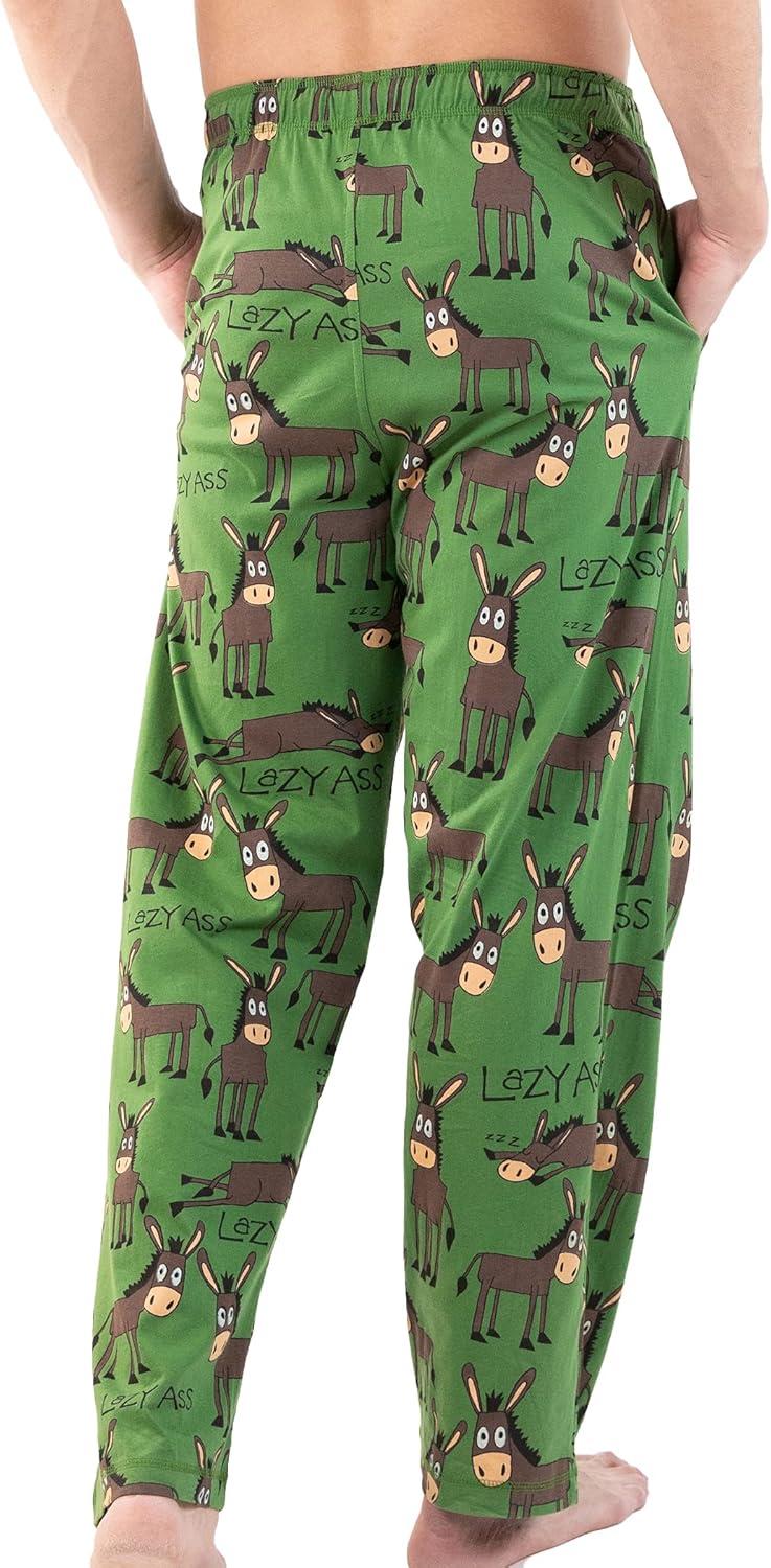 imageLazyOne Animal Pajama Pants for Men Mens Separate Bottoms Lounge Pants Funny Humorous Donkey Lazy Ass XLarge