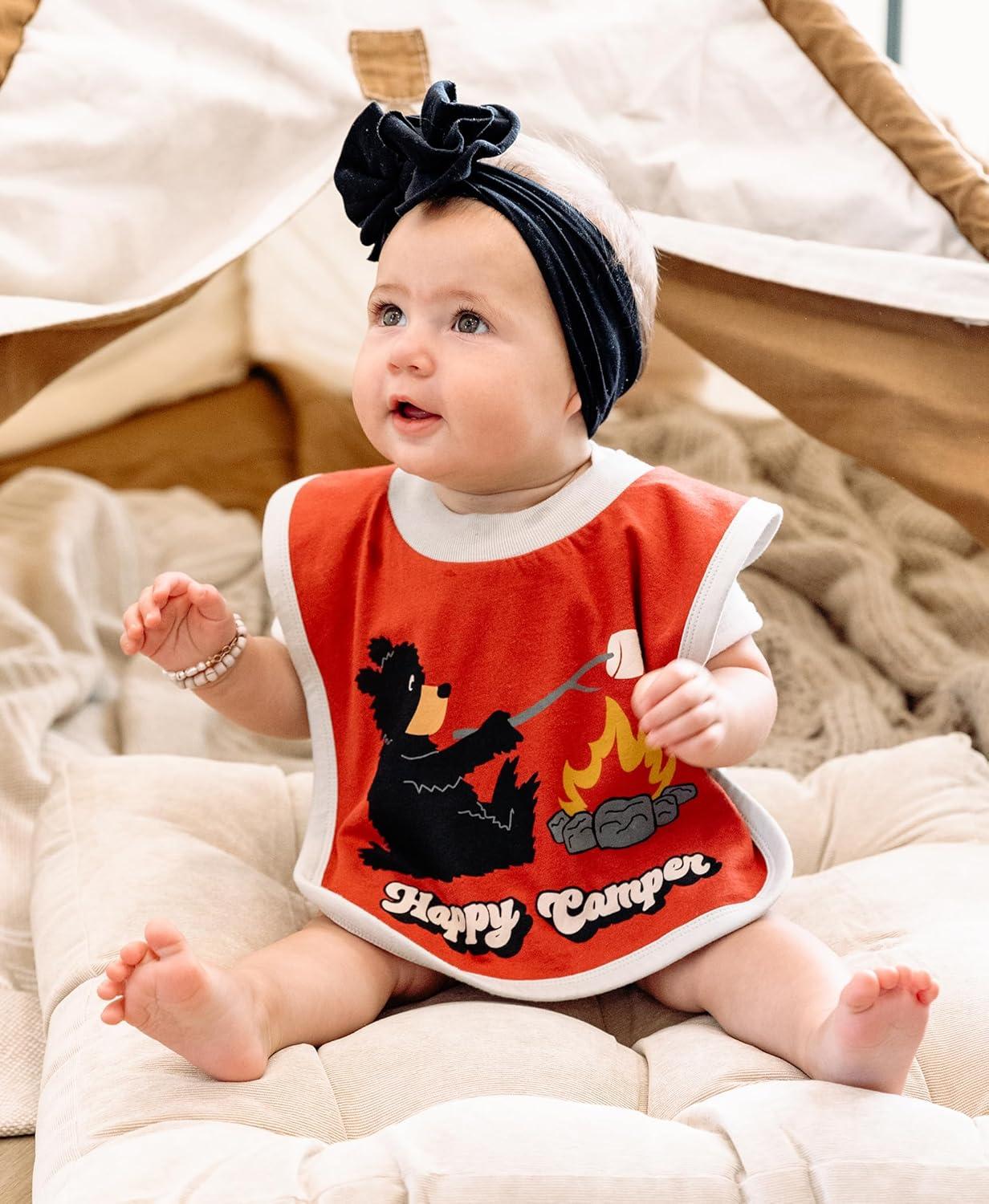 imageLazyOne AnimalPrint Baby Bibs Cute Baby Shower Gifts One SizeHappy Camper Grey  Red Bib