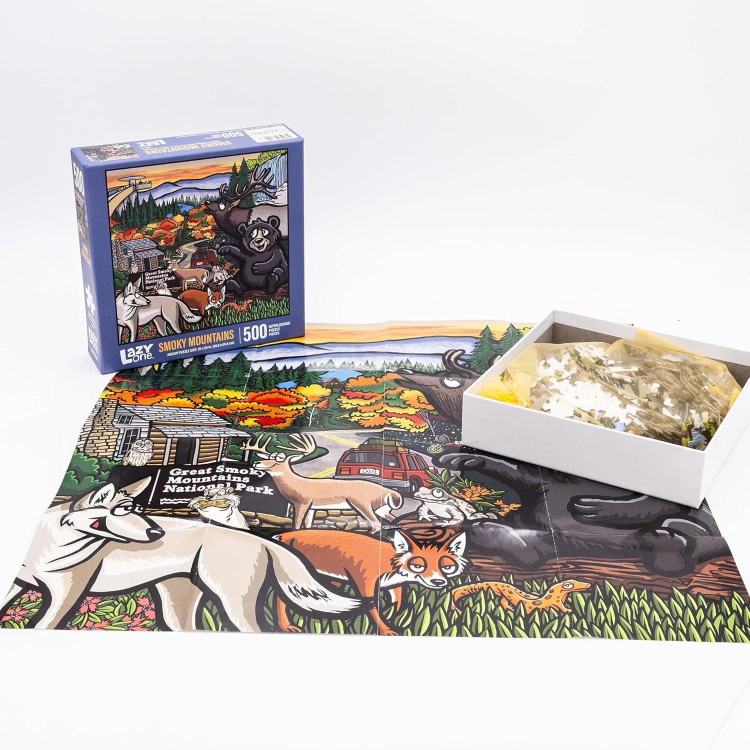 imageLazyOne Outdoor Puzzles Jigsaw Puzzles for Adults and Kids 100 250 500 Piece Puzzle for The Whole Family Great OutdoorsSmoky Mtn National Park