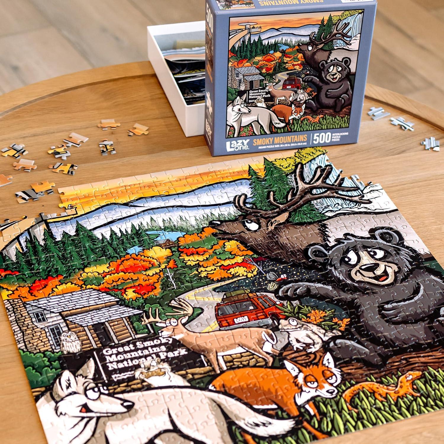 imageLazyOne Outdoor Puzzles Jigsaw Puzzles for Adults and Kids 100 250 500 Piece Puzzle for The Whole Family Great OutdoorsSmoky Mtn National Park