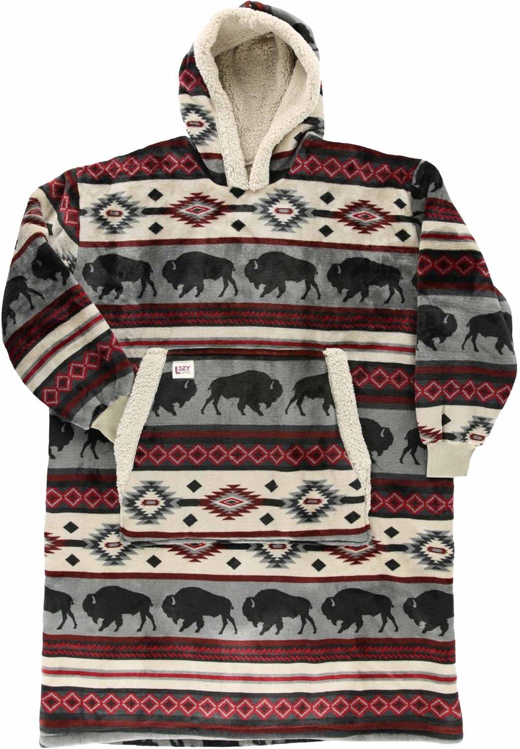 imageLazyOne Oversized Blanket Hoodie Oversized Hoodies for Women and Men One Size Fits All Wearable BlanketsBuffalo Fair Isle