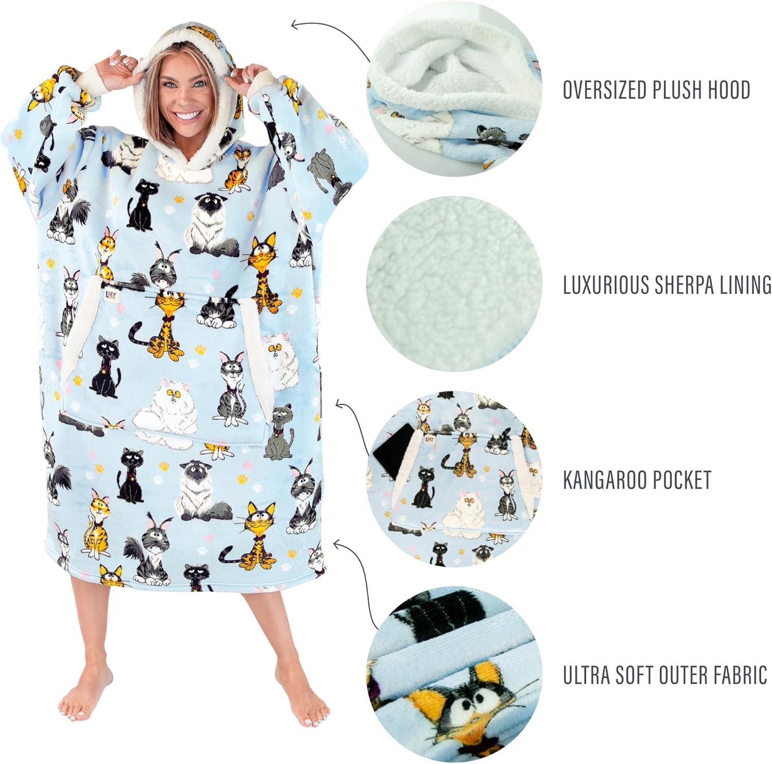 imageLazyOne Oversized Blanket Hoodie Oversized Hoodies for Women and Men One Size Fits All Wearable BlanketsCatitude