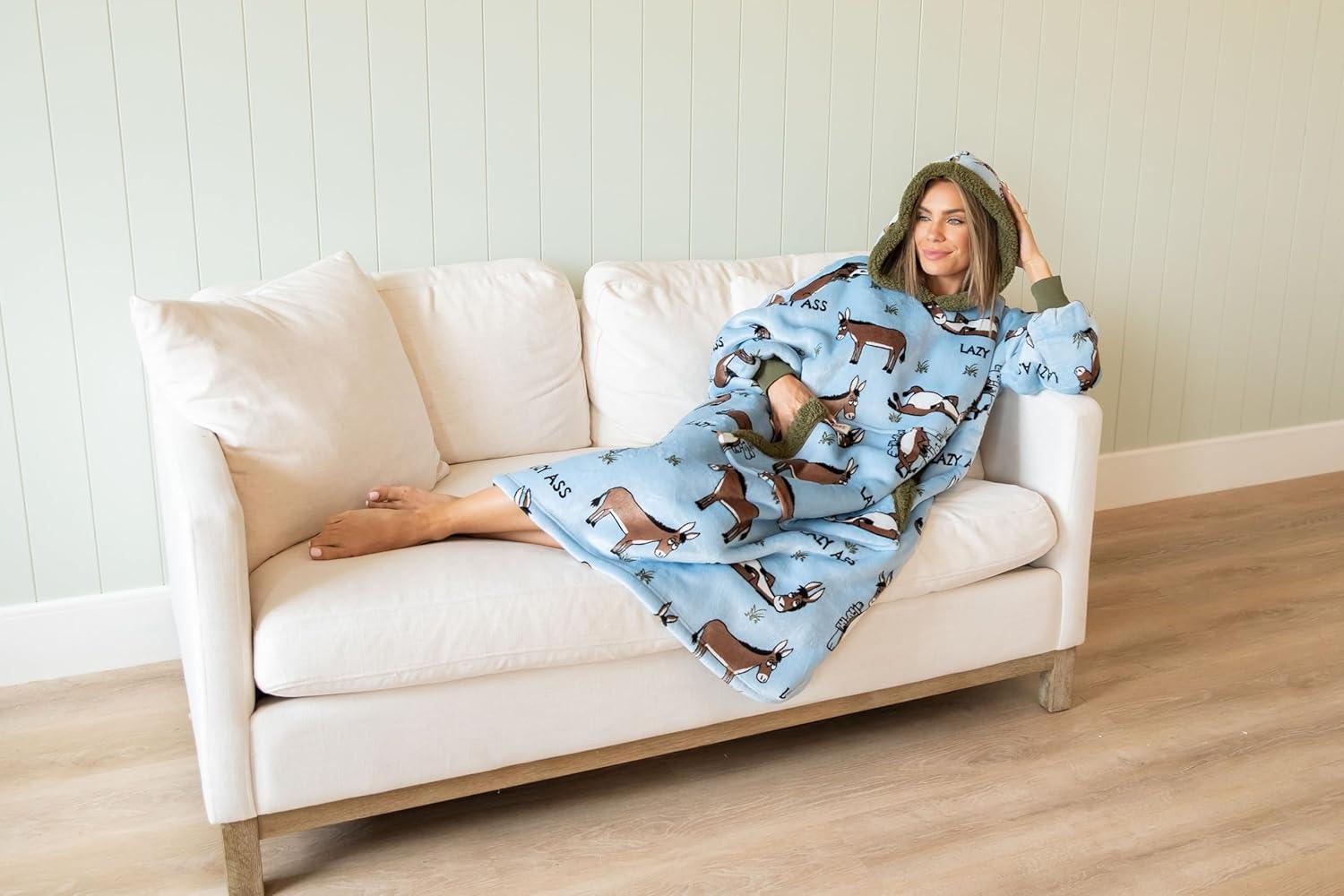 imageLazyOne Oversized Blanket Hoodie Oversized Hoodies for Women and Men One Size Fits All Wearable BlanketsDonkey