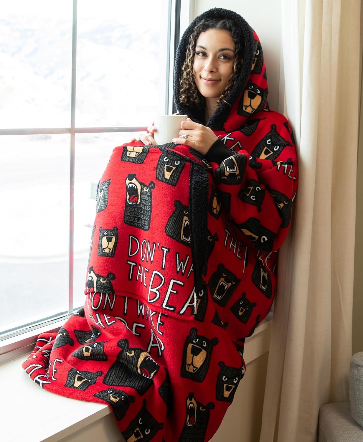 imageLazyOne Oversized Blanket Hoodie Oversized Hoodies for Women and Men One Size Fits All Wearable BlanketsDont Wake the Bear