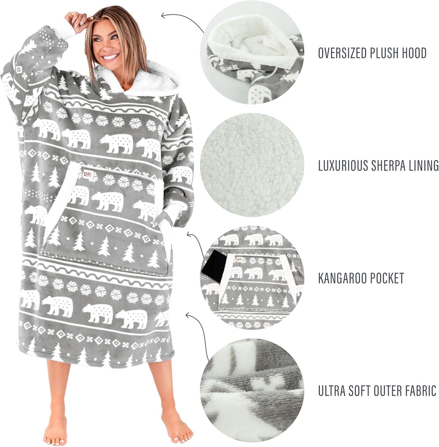 imageLazyOne Oversized Blanket Hoodie Oversized Hoodies for Women and Men One Size Fits All Wearable BlanketsNordic Moose