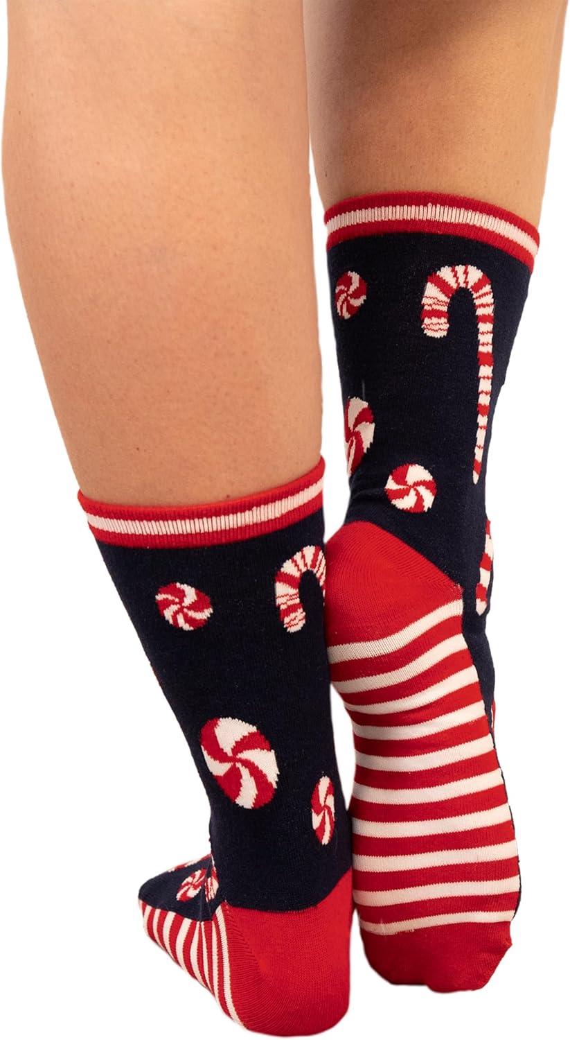 imageLazyOnes Men and Womens Novelty Crew Socks Funny Gifts For Men and Women Christmas SocksCandy Cane