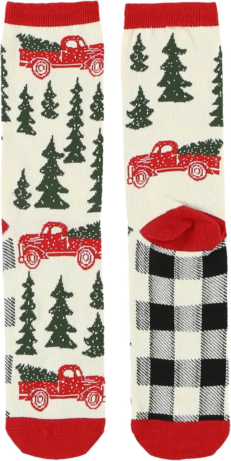 imageLazyOnes Men and Womens Novelty Crew Socks Funny Gifts For Men and Women Christmas SocksChristmas Truck
