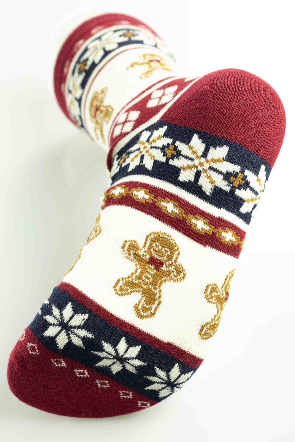 imageLazyOnes Men and Womens Novelty Crew Socks Funny Gifts For Men and Women Christmas SocksGinger Bread Fair Isle