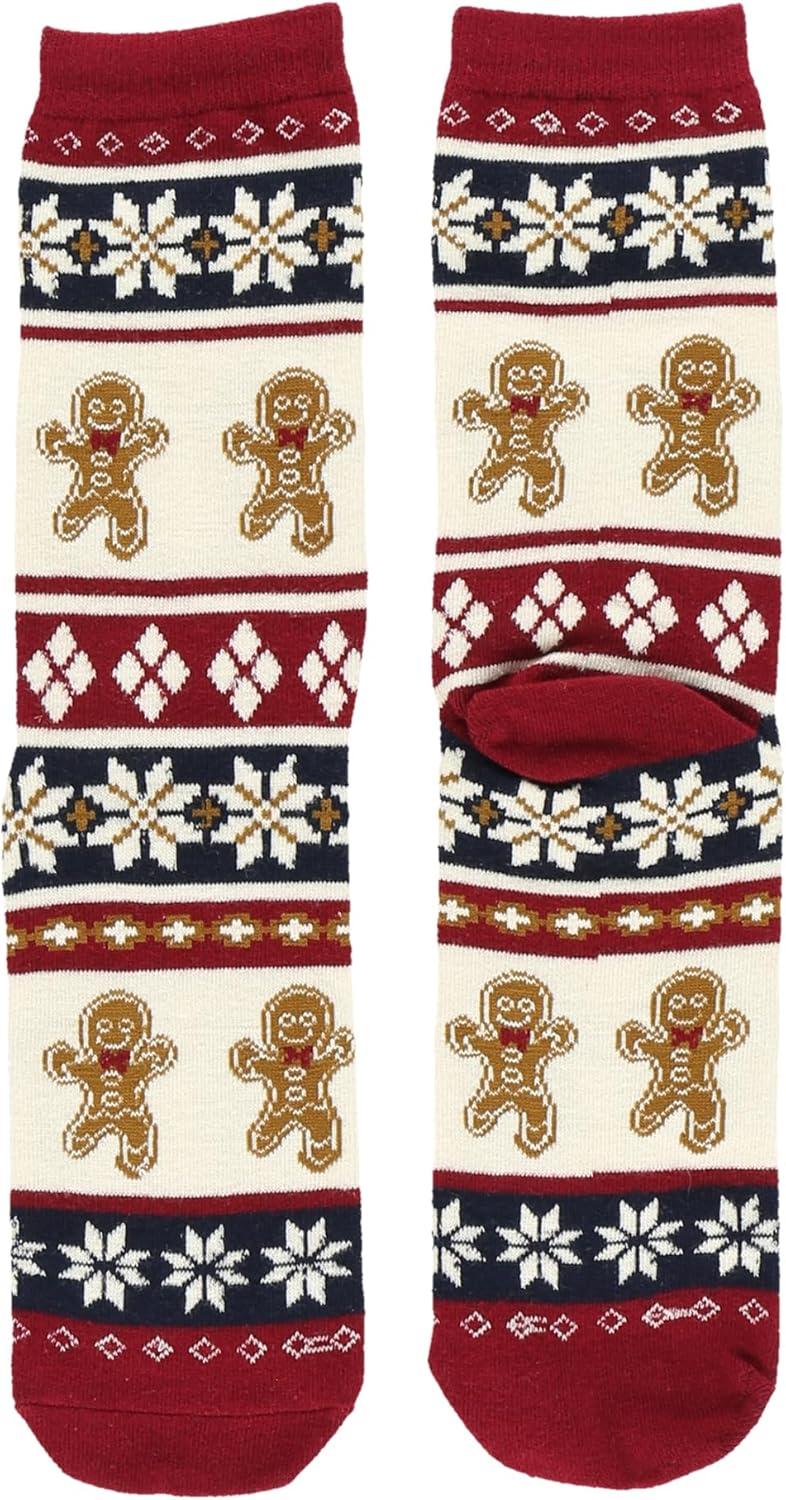 imageLazyOnes Men and Womens Novelty Crew Socks Funny Gifts For Men and Women Christmas SocksGinger Bread Fair Isle