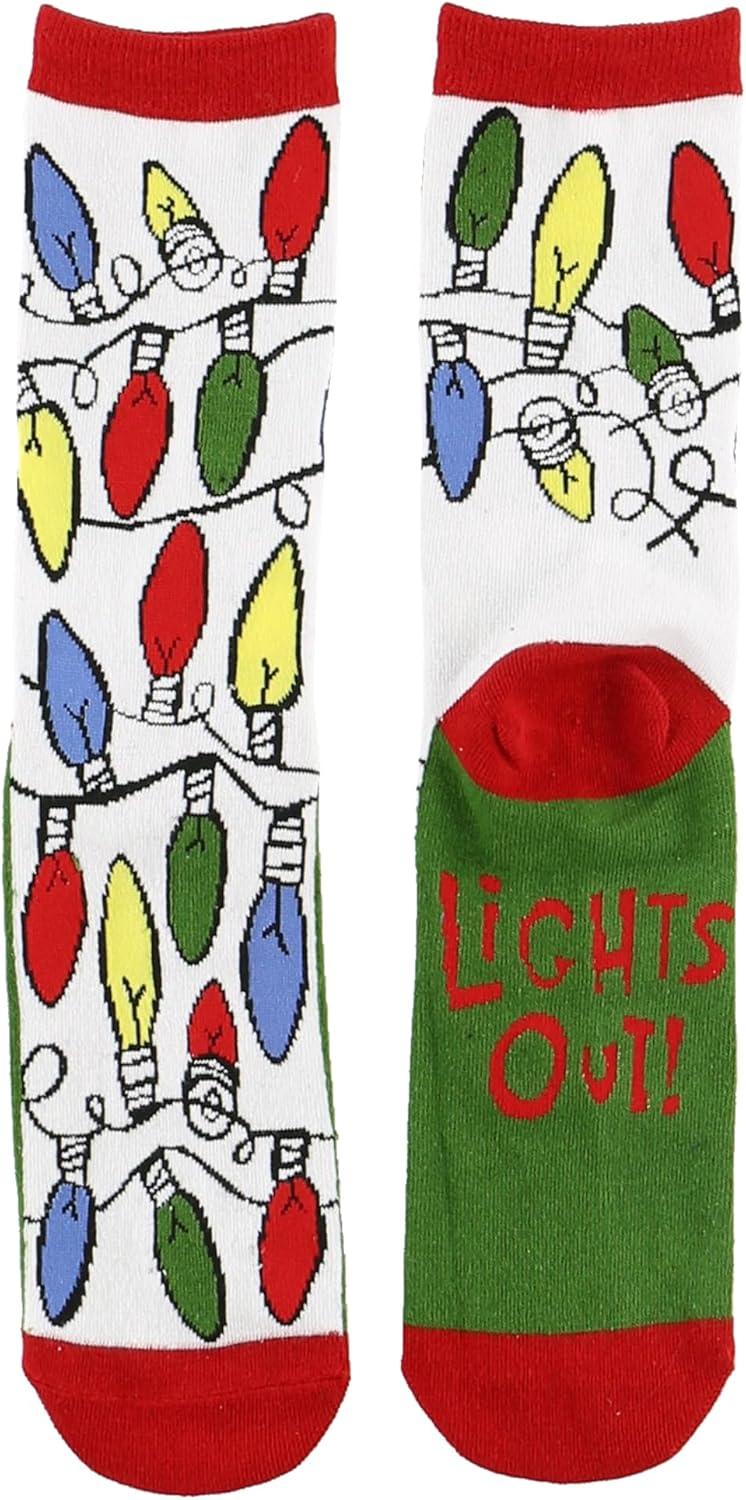 imageLazyOnes Men and Womens Novelty Crew Socks Funny Gifts For Men and Women Christmas SocksLights Out