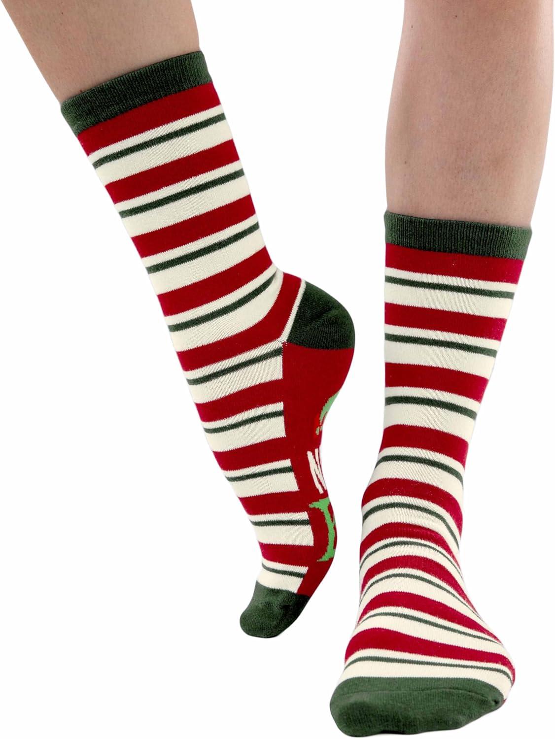 imageLazyOnes Men and Womens Novelty Crew Socks Funny Gifts For Men and Women Christmas SocksNice Elf