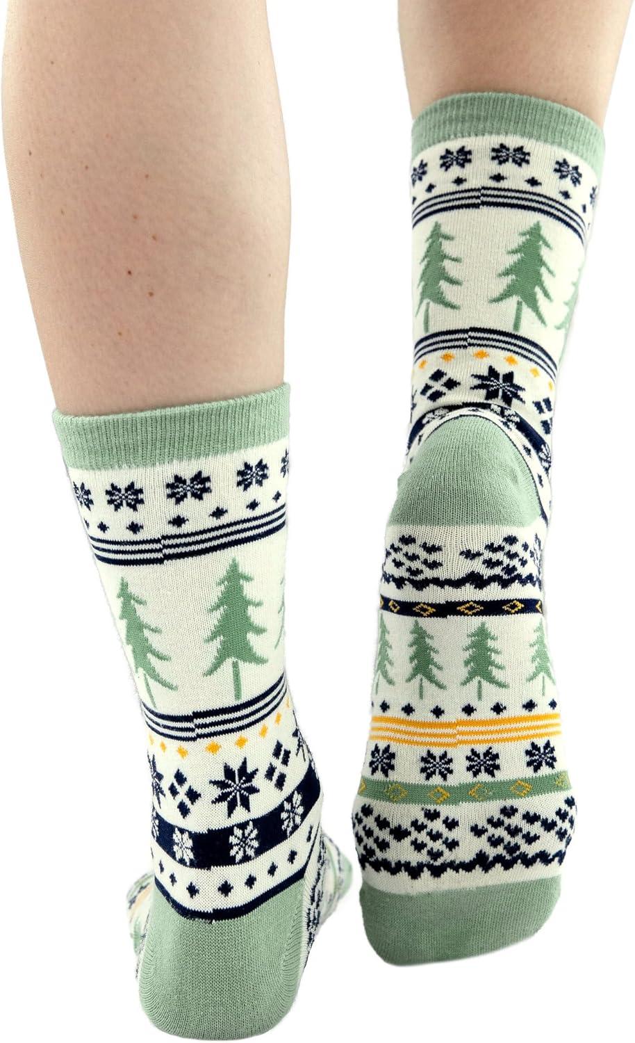 imageLazyOnes Men and Womens Novelty Crew Socks Funny Gifts For Men and Women Christmas SocksReindeer Fair Isle