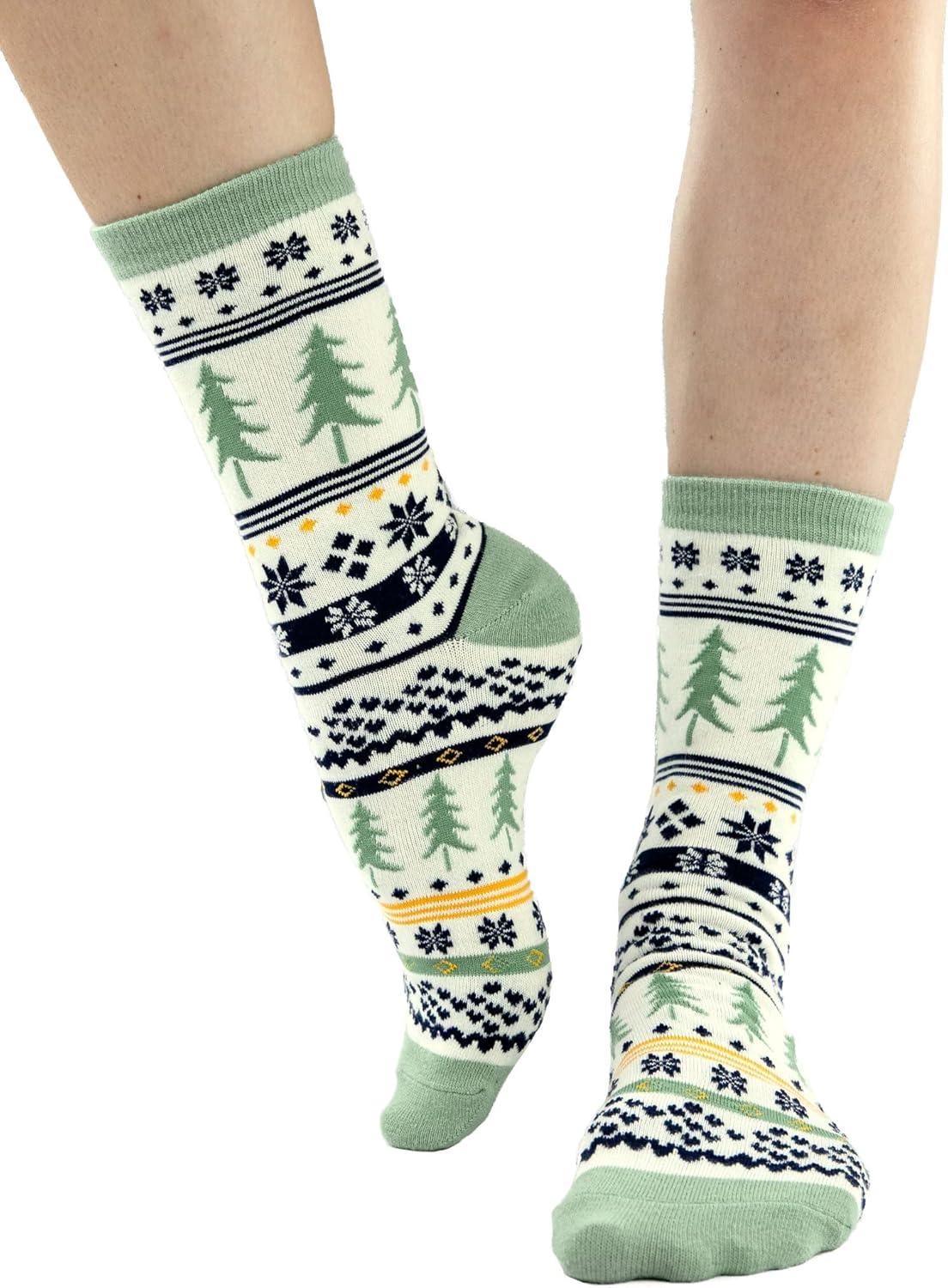 imageLazyOnes Men and Womens Novelty Crew Socks Funny Gifts For Men and Women Christmas SocksReindeer Fair Isle