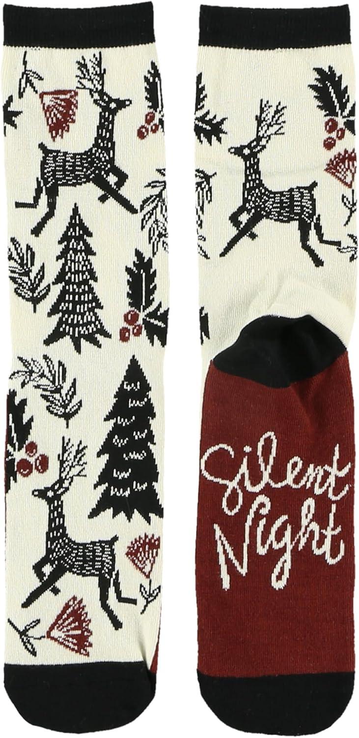 imageLazyOnes Men and Womens Novelty Crew Socks Funny Gifts For Men and Women Christmas SocksSilent Night