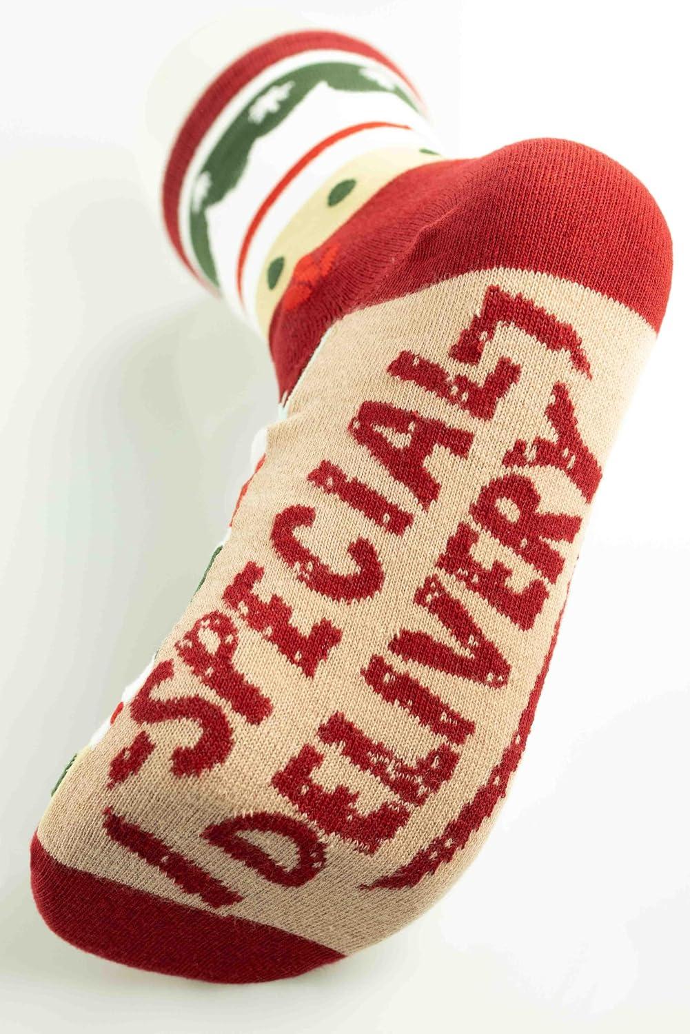 imageLazyOnes Men and Womens Novelty Crew Socks Funny Gifts For Men and Women Christmas SocksSpecial Delivery
