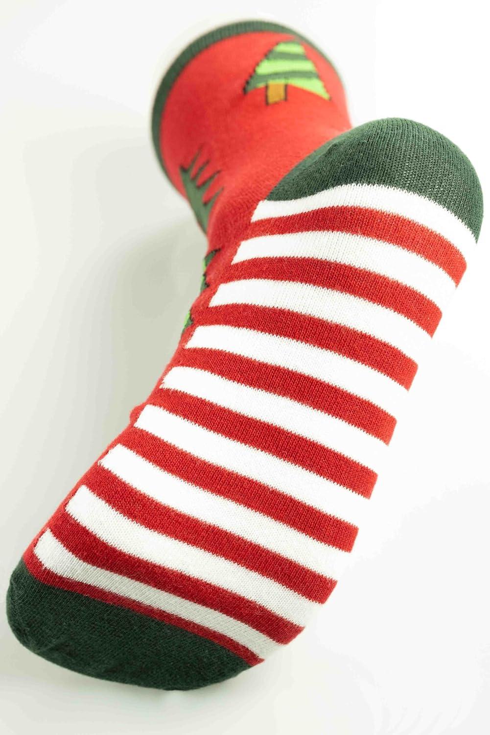 imageLazyOnes Men and Womens Novelty Crew Socks Funny Gifts For Men and Women Christmas SocksStriped Tree