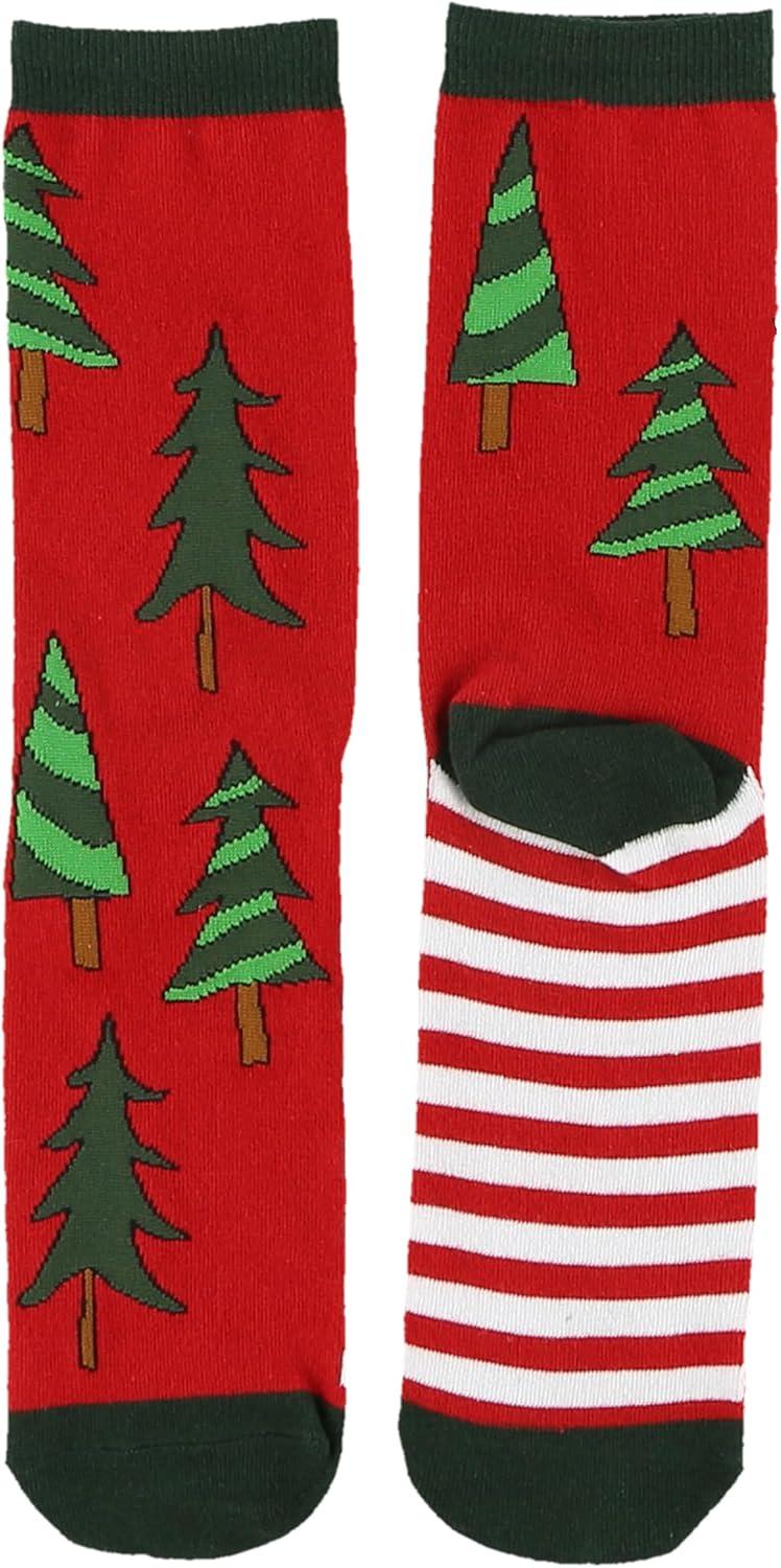 imageLazyOnes Men and Womens Novelty Crew Socks Funny Gifts For Men and Women Christmas SocksStriped Tree